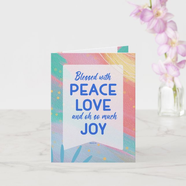 Carte Pastel Abstract Peace Love Joy Christmas Card (Orchidée)