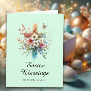 Carte Pastel Aquarelle Croix Élégante Pâques chrétiennes