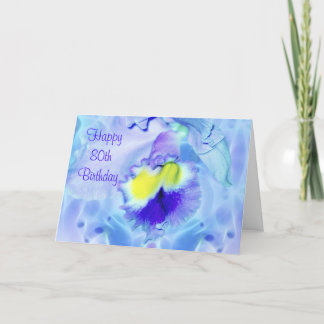 Carte Pastel Blue Orchid Bonne 80e anniversaire voeux