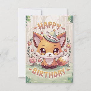 Carte Pastel Charming Fox Anniversaire