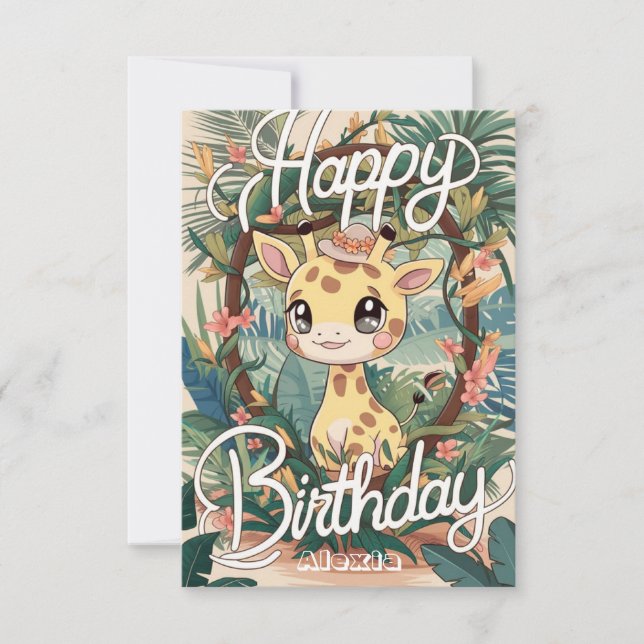 Carte Pastel Dreamy Giraffe Anniversaire (Devant)