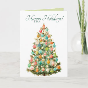 Carte Pastel Editable Arbre de Noël Joyeux Fêtes