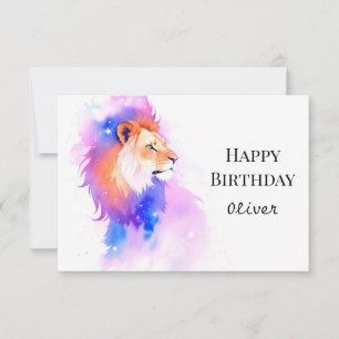 Carte Pastel Elegant Lion sauvage Anniversaire