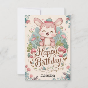 Carte Pastel Enchanted Bunny Digital Anniversaire