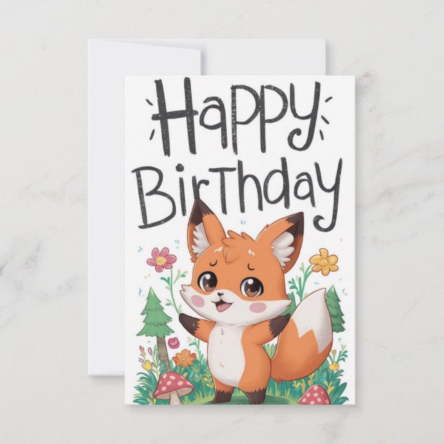 Carte Pastel Jovely Fox Anniversaire (Devant)