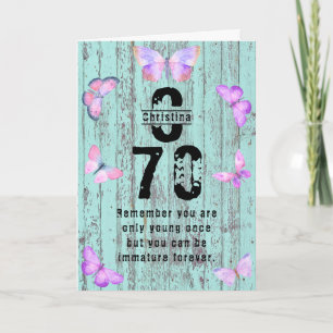 Carte Pastel Monogramme Papillon 70e anniversaire Saluta