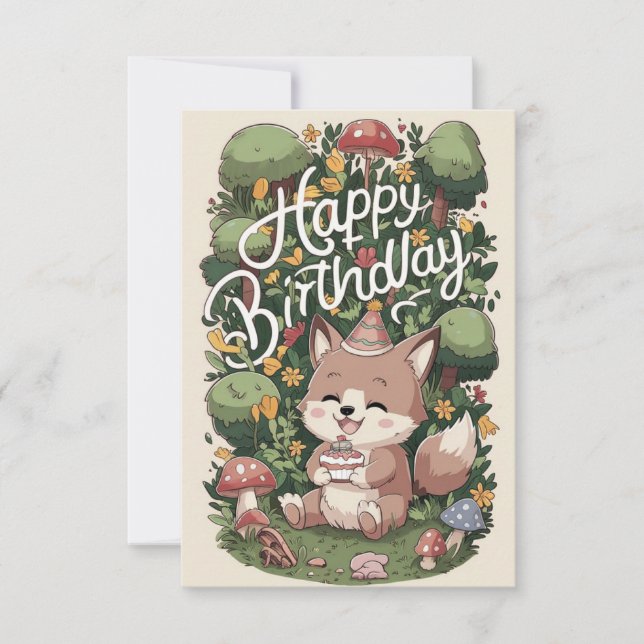 Carte Pastel Mystical Wolf Digital Anniversaire (Devant)