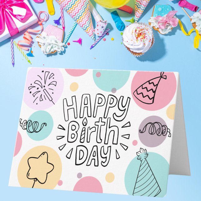 Carte Pastel Party Doodday (Créateur téléchargé)