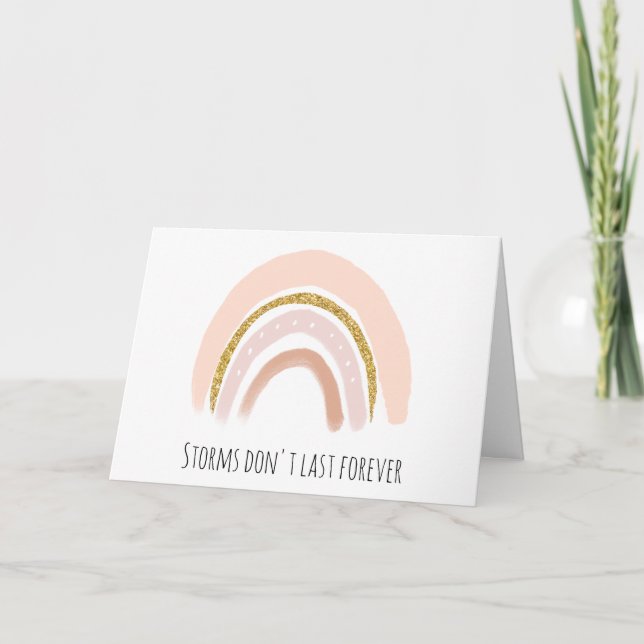 Carte Pastel Pink & Faux Parties scintillant Boho Rainbo (Devant)