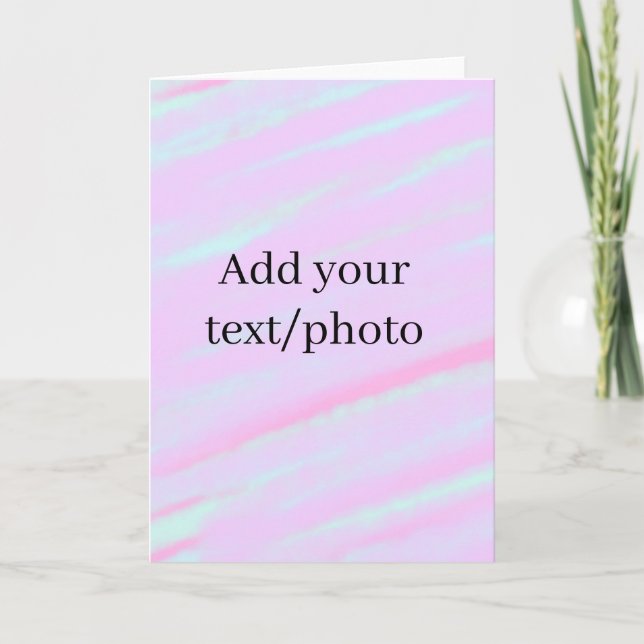 Carte Pastel pink green add photo text watercolor retro  (Devant)