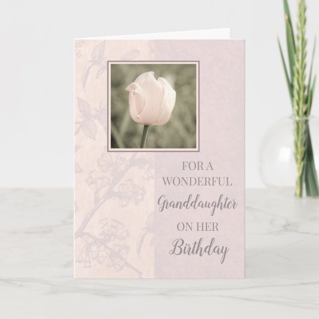 Carte Pastel Pink Tulips Grand-fille Anniversaire (Devant)