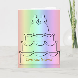 Carte Pastel Rainbow Lesbian Mariage Cake Card