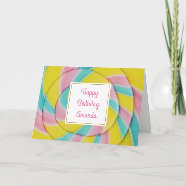 Carte Pastel Rainbow Spiral Candy Anniversaire (Devant)