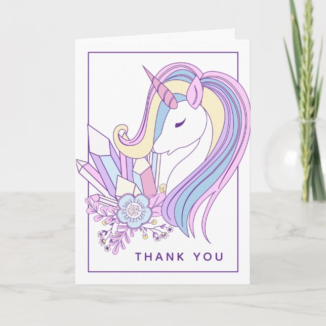 Carte Pastel Rainbow Unicorn | MERCI (Devant)
