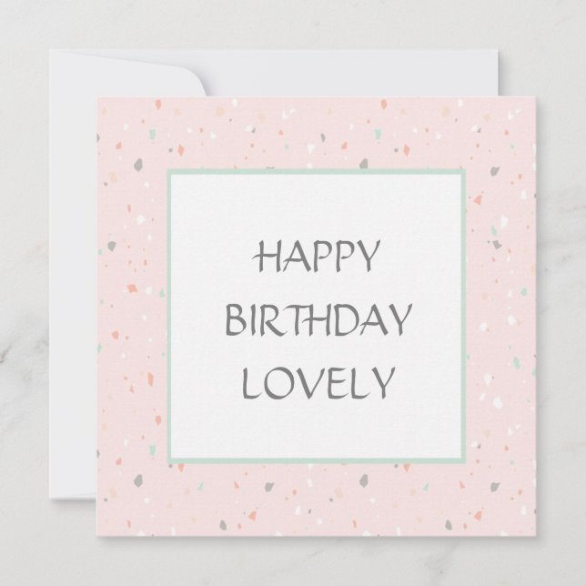Carte pastel rose confetti heureux anniversaire adorable (Devant)