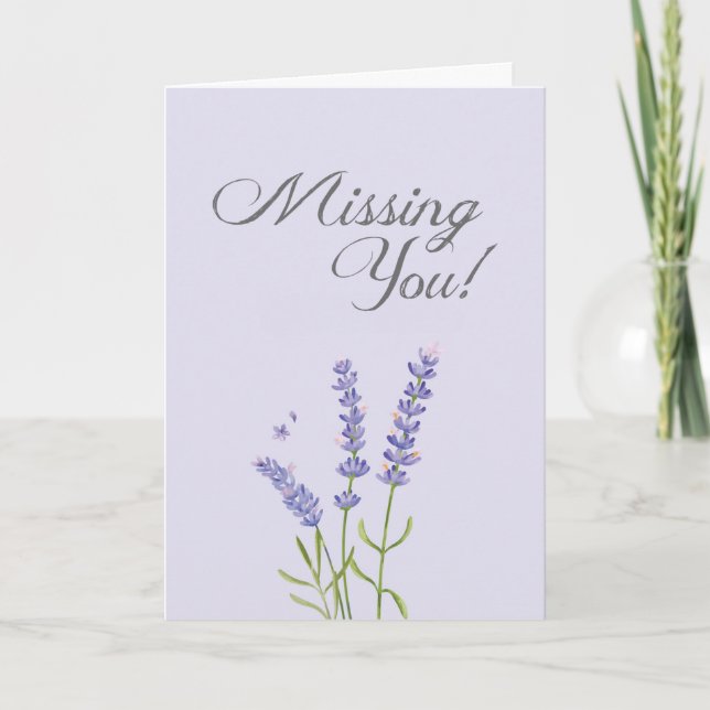 Carte Pastel Soft Lavender Flower Missing You Greeting (Devant)