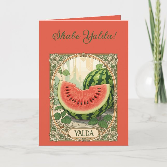 Carte Pastèque de Yalda pour la Nuit de Chelle Fruits (Devant)