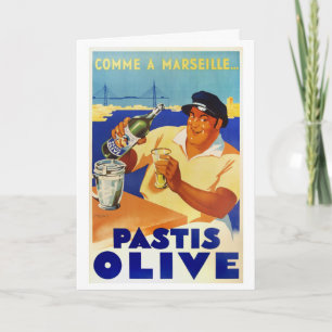 Carte Pastis Olive - Poster Vintage du vin français