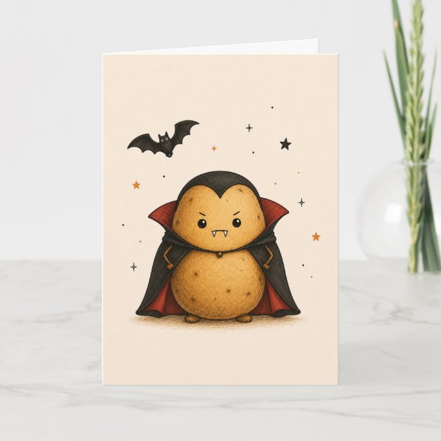 Carte Patate drôle de vampire Joyneuse Halloween (Devant)