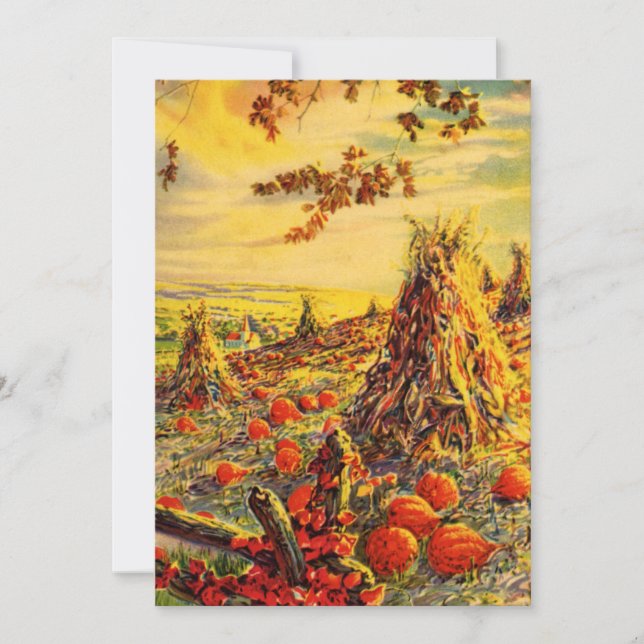 Carte Patch de Citrouille Halloween vintage avec Haystac (Devant)