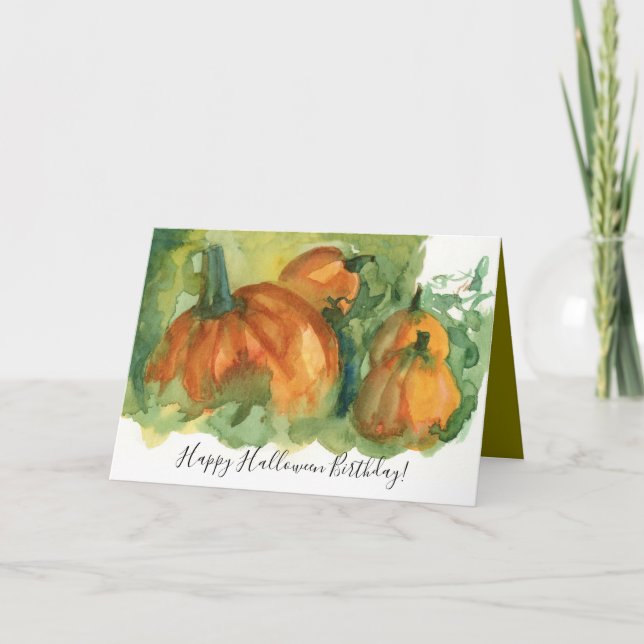 Carte Patch de citrouilles d'anniversaire Halloween Aqua (Devant)