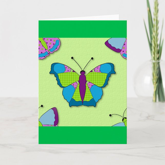 Carte Patchwork Butterfly Pattern on Green (Créateur téléchargé)