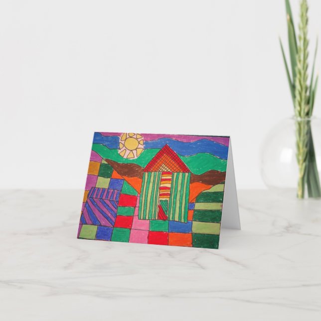 Carte "Patchwork Farm" (Patchwork Pastels et Stylo à hui (Devant)