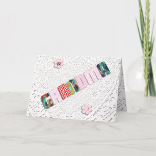 Carte Patchwork 'Grand-mère' sur la dentelle pour la fêt