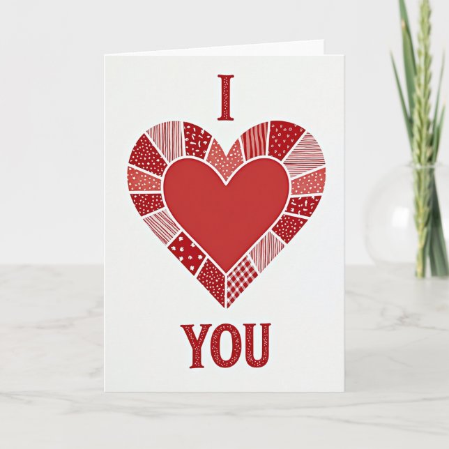 Carte Patchwork Heart Je T'Aime (Devant)