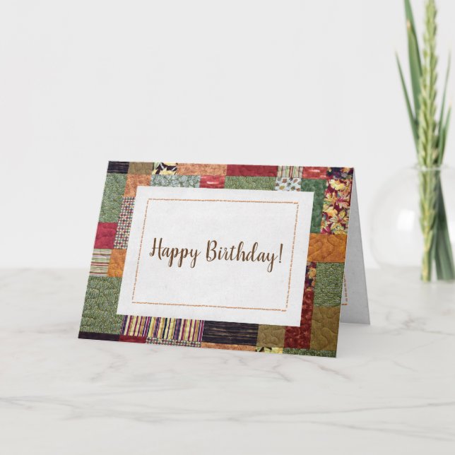 Carte patchwork quilt motif pour anniversaire (Devant)