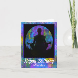 Carte Patchwork Spirituel Demi-ton assis Yoga Anniversai