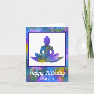Carte Patchwork spirituel Demi-Yoga Lotus Fleur