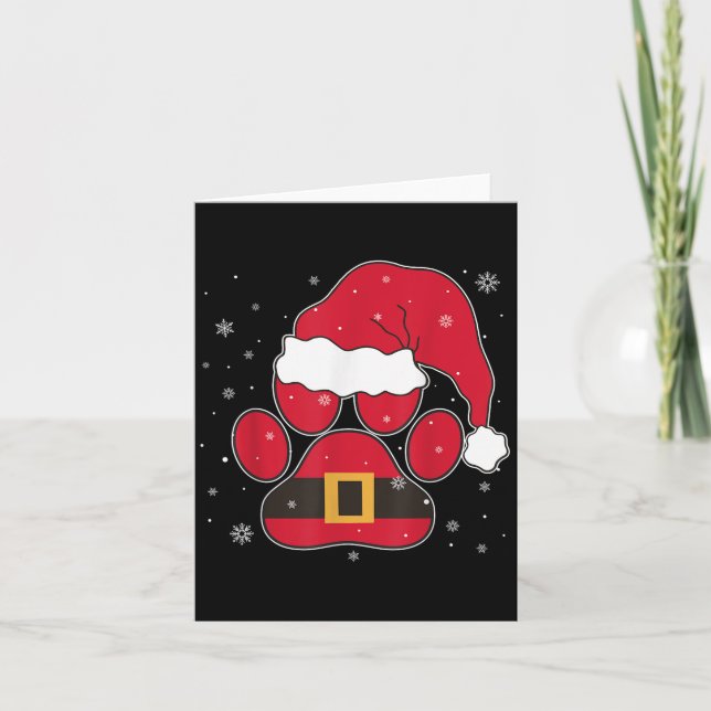 Carte Pâtes Santa Hat Chien Chat Paw Noël Animaux de com (Devant)