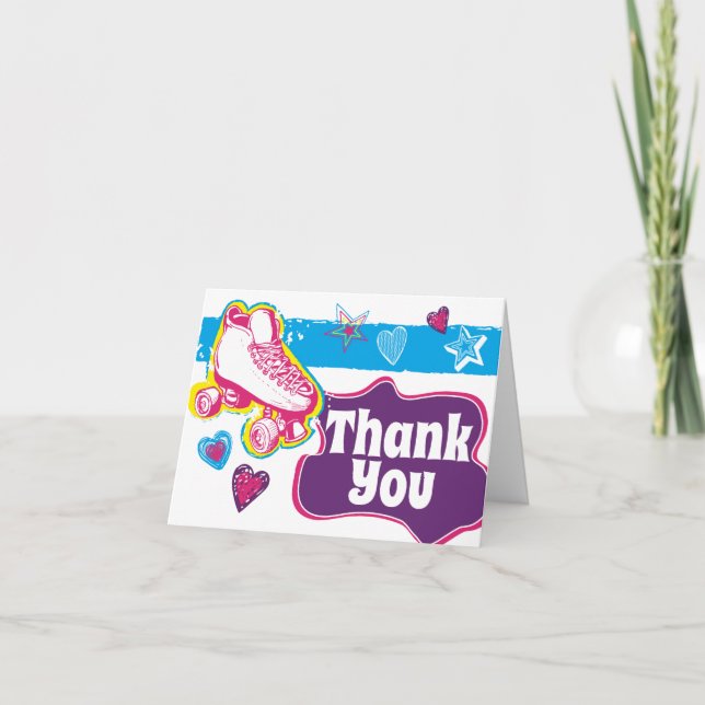 Carte Patinage à roulettes Anniversaire Fête Merci Notes (Devant)