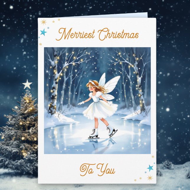 Carte Patinage de la fée de Noël dans une forêt enchanté (Créateur téléchargé)