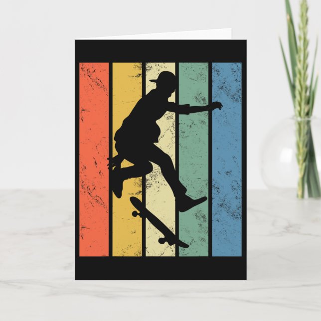 Carte Patinage Rétro Drôle Faire des Tricks (Devant)