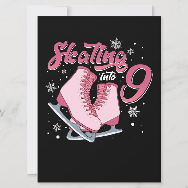Carte Patinage sur glace 9e anniversaire fille 9 ans (Devant)