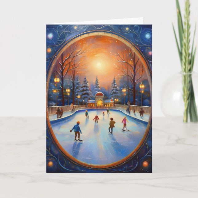 Carte Patinage sur glace de Noël (Devant)
