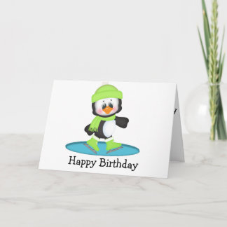 Carte Patinage sur glace de pingouin