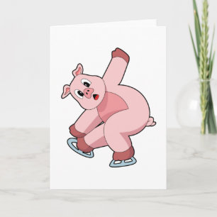 Carte Patinage sur glace de porc Patins à glace