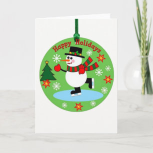 Carte Patinage sur glace Snowman Ornament Joyeuses vacan