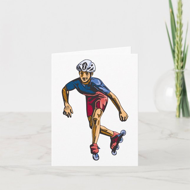 Carte Patineur en ligne Cool Retro Rollerblading (Créateur téléchargé)
