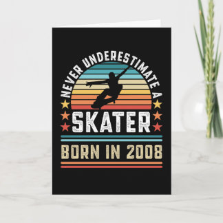Carte Patineur né en 2008 Skateboard Birthday Gift