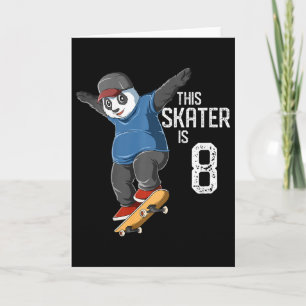 Carte Patineur Panda Enfants - Ce Patineur a 8 Ans - B