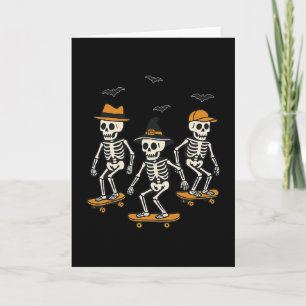 Carte Patineur squelette mignon Halloween effrayant pati