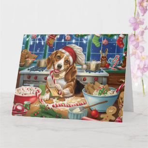 Carte Pâtisserie de vacances Beagle : Noël festif