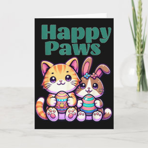 Carte Patounes Mignon Lapin Chat Pâques Oeuf Animal Ami