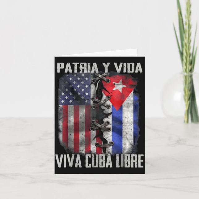 Carte Patria Y Vida Viva Cuba Libre Patriotic Retro USA (Devant)