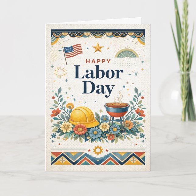 Carte Patriotic Americana Happy Labor Day (Devant)