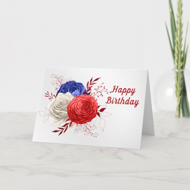 Carte Patriotic Bloom Trio Birthday (Devant)